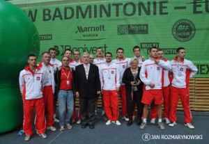 Reprezentacja Polski mężczyzn i twórcy polskiego badmintona:A.Szalewicz, J.Ślawska Szalewicz