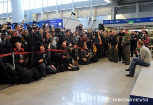 Okęcie Justyna Kowalczyk - fotoreporterzy, dziennikarze,telewizje